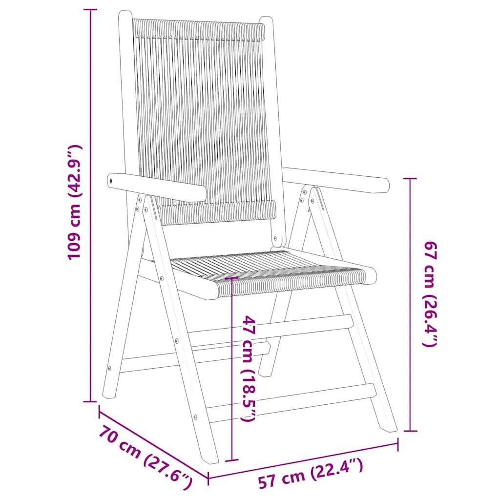 vidaXL Gartenstuhl Verstellbar 4 Stk. Beige Massivholz Akazie