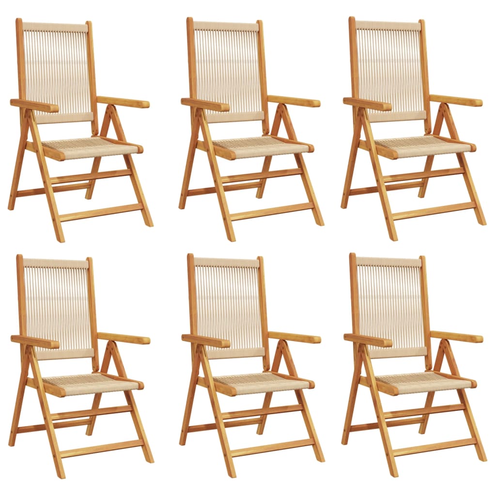 vidaXL Gartenstuhl Verstellbar 6 Stk. Beige Massivholz Akazie