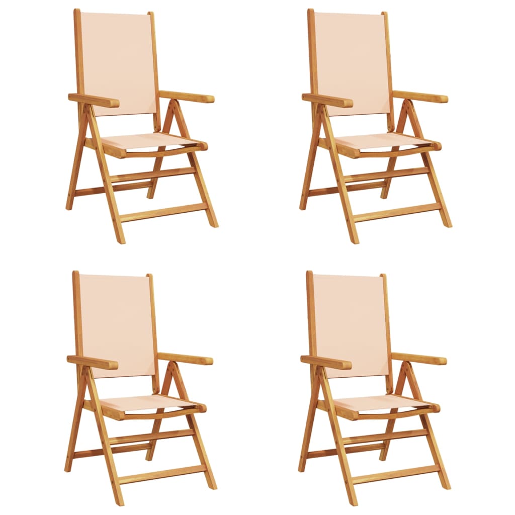 vidaXL Gartenstühle Verstellbar 4 Stk. Beige Stoff und Massivholz