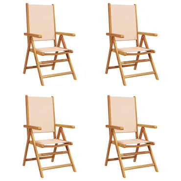 vidaXL Gartenstühle Verstellbar 4 Stk. Beige Stoff und Massivholz
