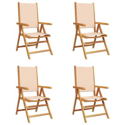 vidaXL Gartenstühle Verstellbar 4 Stk. Beige Stoff und Massivholz