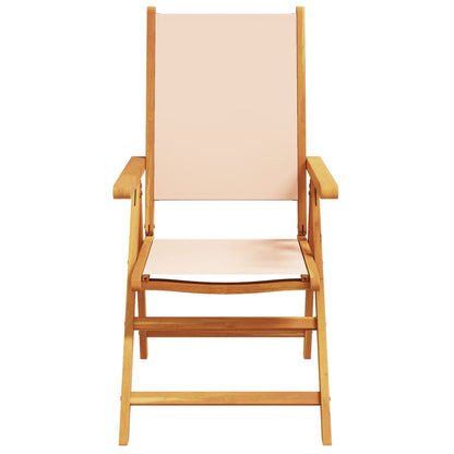 vidaXL Gartenstühle Verstellbar 4 Stk. Beige Stoff und Massivholz