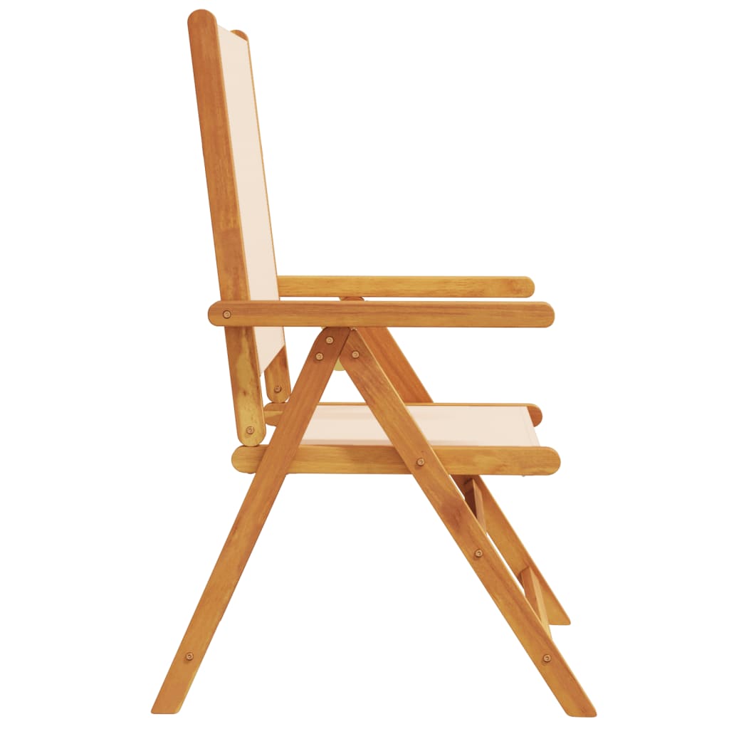 vidaXL Gartenstühle Verstellbar 4 Stk. Beige Stoff und Massivholz