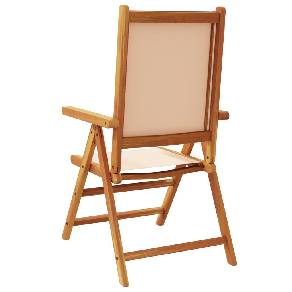 vidaXL Gartenstühle Verstellbar 4 Stk. Beige Stoff und Massivholz