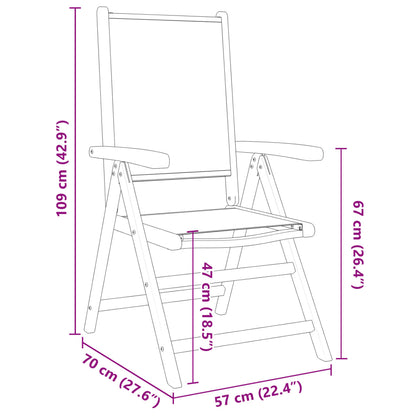 vidaXL Gartenstühle Verstellbar 4 Stk. Beige Stoff und Massivholz