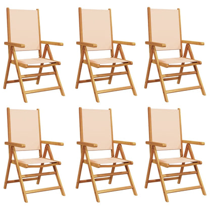 vidaXL Gartenstühle Verstellbar 6 Stk. Beige Stoff und Massivholz