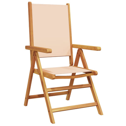 vidaXL Gartenstühle Verstellbar 6 Stk. Beige Stoff und Massivholz