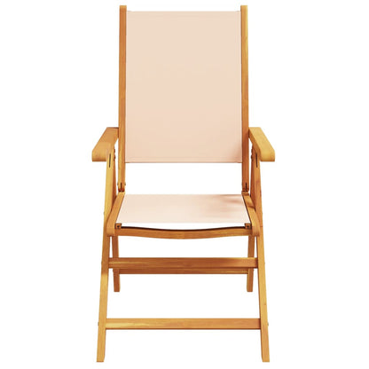 vidaXL Gartenstühle Verstellbar 6 Stk. Beige Stoff und Massivholz
