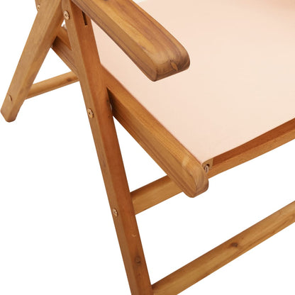 vidaXL Gartenstühle Verstellbar 6 Stk. Beige Stoff und Massivholz