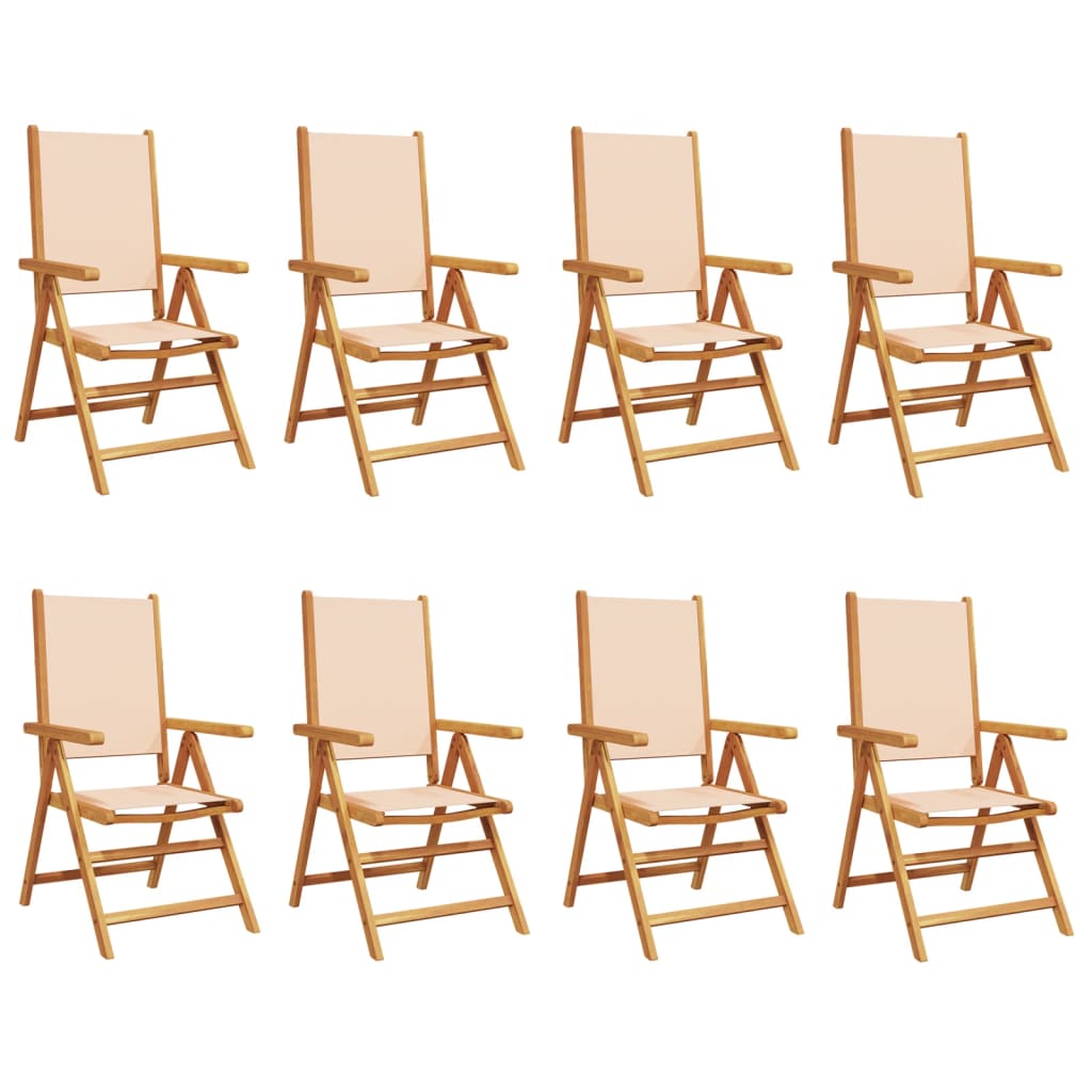 vidaXL Gartenstühle Verstellbar 8 Stk. Beige Stoff und Massivholz