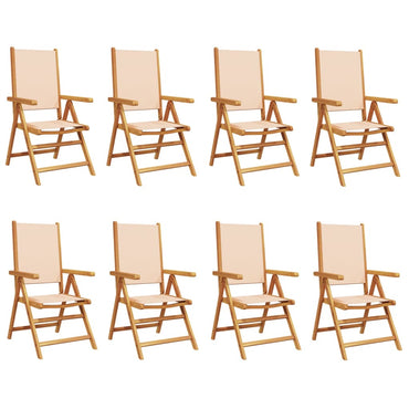 vidaXL Gartenstühle Verstellbar 8 Stk. Beige Stoff und Massivholz