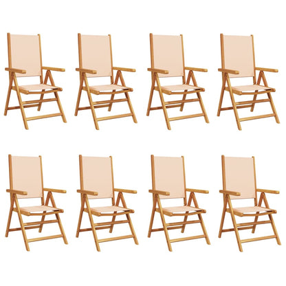 vidaXL Gartenstühle Verstellbar 8 Stk. Beige Stoff und Massivholz