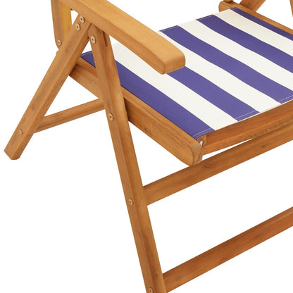 vidaXL Gartenstühle Verstellbar 8 Stk. Blau Weiß Stoff und Massivholz