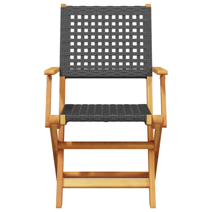 vidaXL Gartenstühle 6 Stk. Klappbar Schwarz Poly Rattan & Massivholz