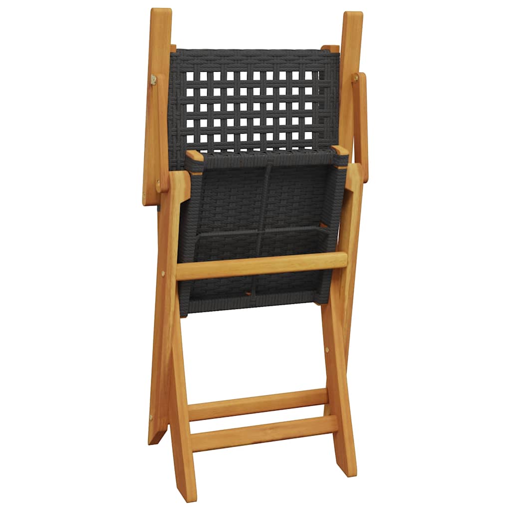 vidaXL Gartenstühle 6 Stk. Klappbar Schwarz Poly Rattan & Massivholz