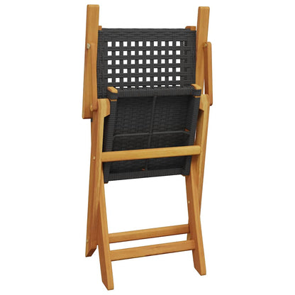 vidaXL Gartenstühle 6 Stk. Klappbar Schwarz Poly Rattan & Massivholz