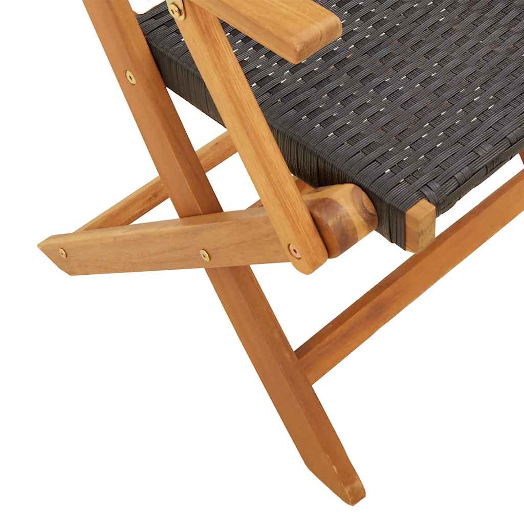 vidaXL Gartenstühle 6 Stk. Klappbar Schwarz Poly Rattan & Massivholz