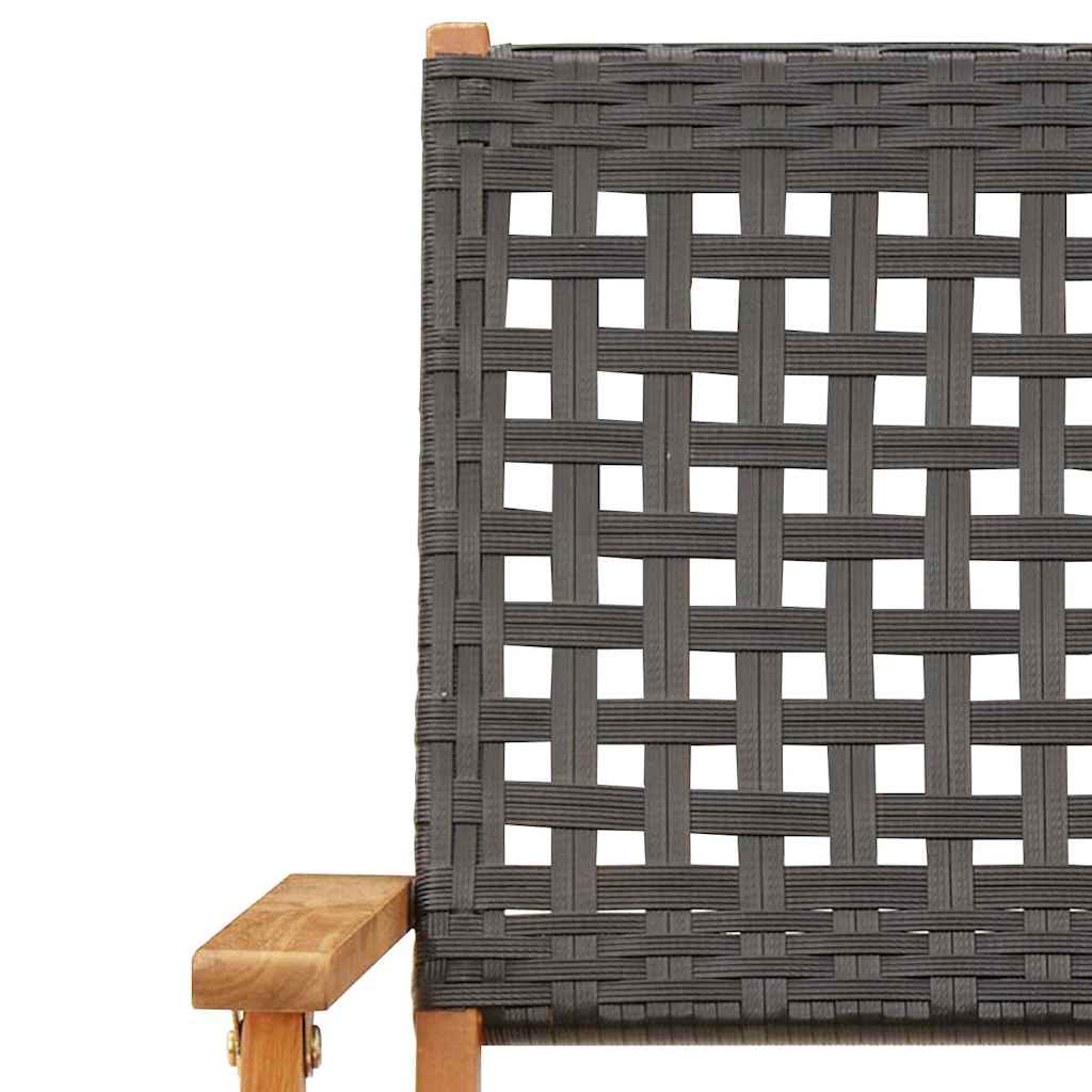 vidaXL Gartenstühle 6 Stk. Klappbar Schwarz Poly Rattan & Massivholz