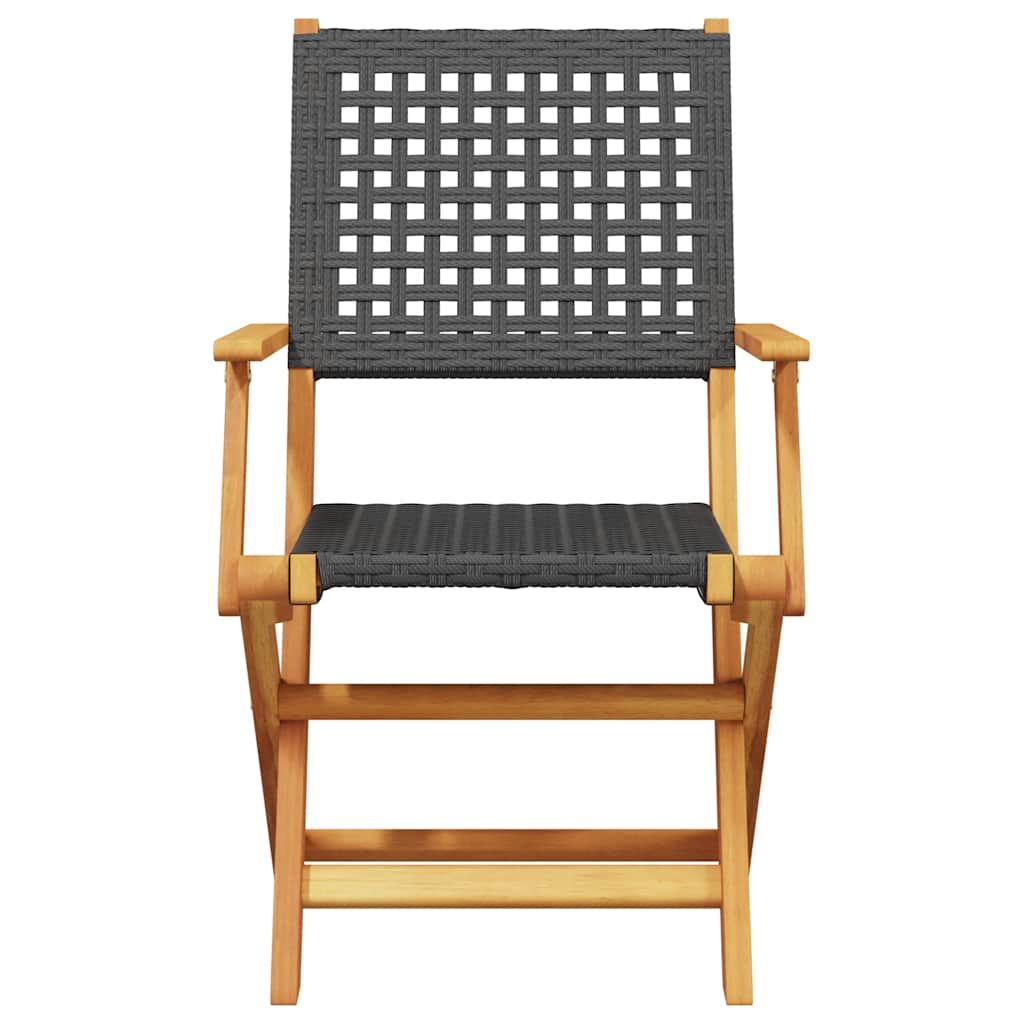 vidaXL Gartenstühle 8 Stk. Klappbar Schwarz Poly Rattan & Massivholz