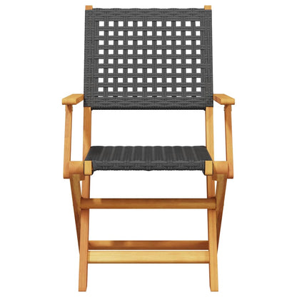 vidaXL Gartenstühle 8 Stk. Klappbar Schwarz Poly Rattan & Massivholz