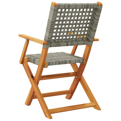 vidaXL Gartenstühle 4 Stk. Klappbar Grau Poly Rattan & Massivholz