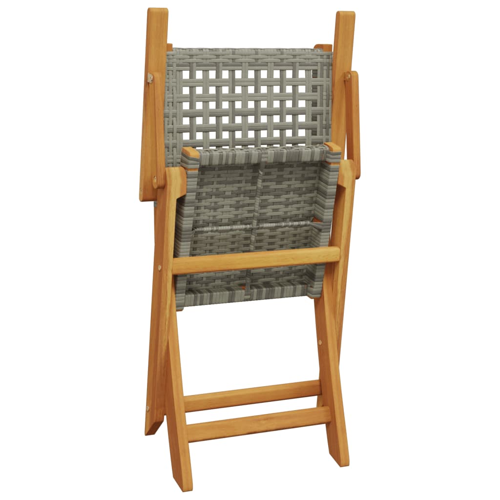 vidaXL Gartenstühle 4 Stk. Klappbar Grau Poly Rattan & Massivholz