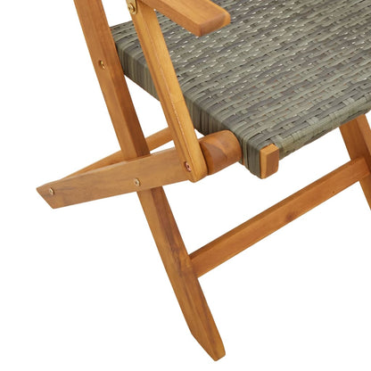 vidaXL Gartenstühle 4 Stk. Klappbar Grau Poly Rattan & Massivholz