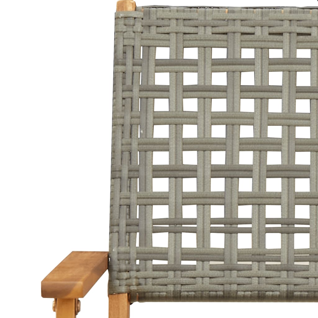 vidaXL Gartenstühle 4 Stk. Klappbar Grau Poly Rattan & Massivholz
