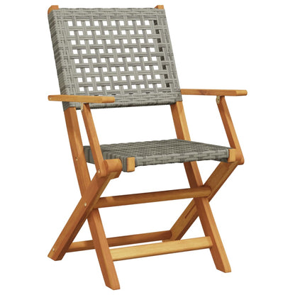 vidaXL Gartenstühle 6 Stk. Klappbar Grau Poly Rattan & Massivholz