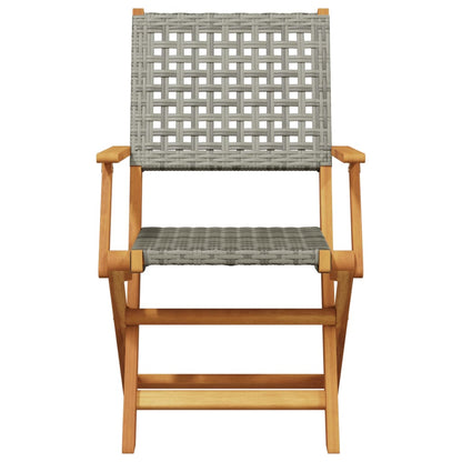 vidaXL Gartenstühle 6 Stk. Klappbar Grau Poly Rattan & Massivholz