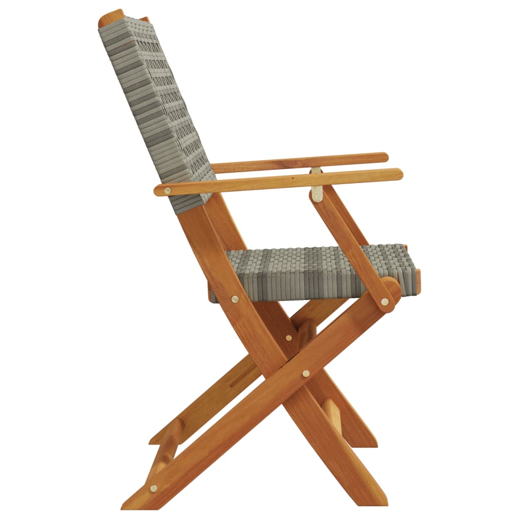 vidaXL Gartenstühle 6 Stk. Klappbar Grau Poly Rattan & Massivholz