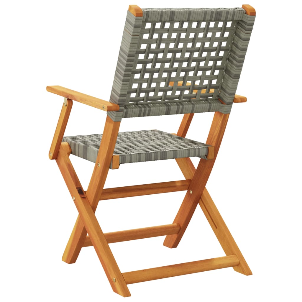 vidaXL Gartenstühle 6 Stk. Klappbar Grau Poly Rattan & Massivholz