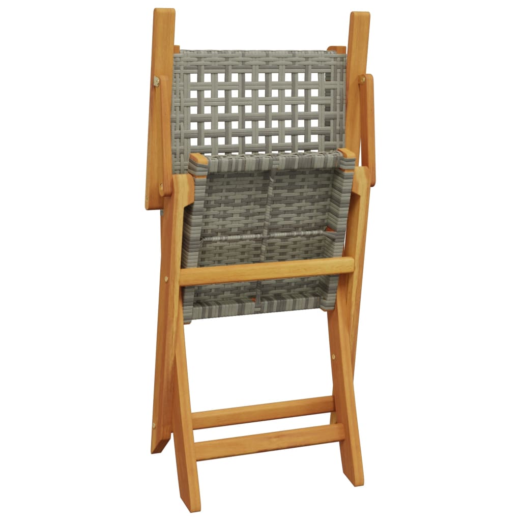 vidaXL Gartenstühle 6 Stk. Klappbar Grau Poly Rattan & Massivholz