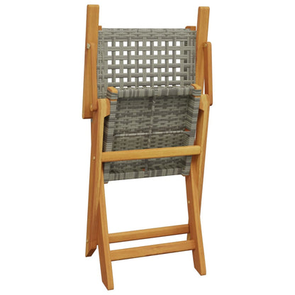 vidaXL Gartenstühle 6 Stk. Klappbar Grau Poly Rattan & Massivholz