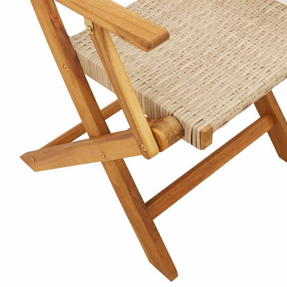 vidaXL Gartenstühle 4 Stk. Klappbar Beige Poly Rattan & Massivholz