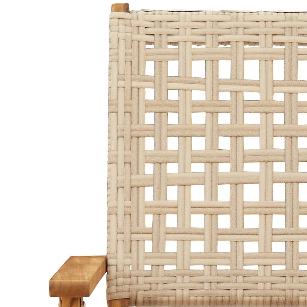 vidaXL Gartenstühle 4 Stk. Klappbar Beige Poly Rattan & Massivholz