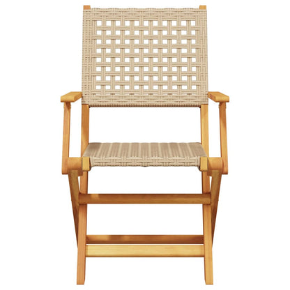 vidaXL Gartenstühle 6 Stk. Klappbar Beige Poly Rattan & Massivholz