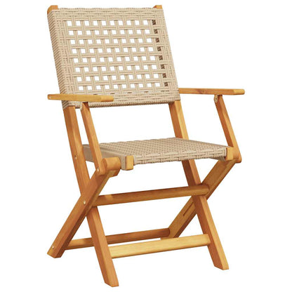 vidaXL Gartenstühle 8 Stk. Klappbar Beige Poly Rattan & Massivholz