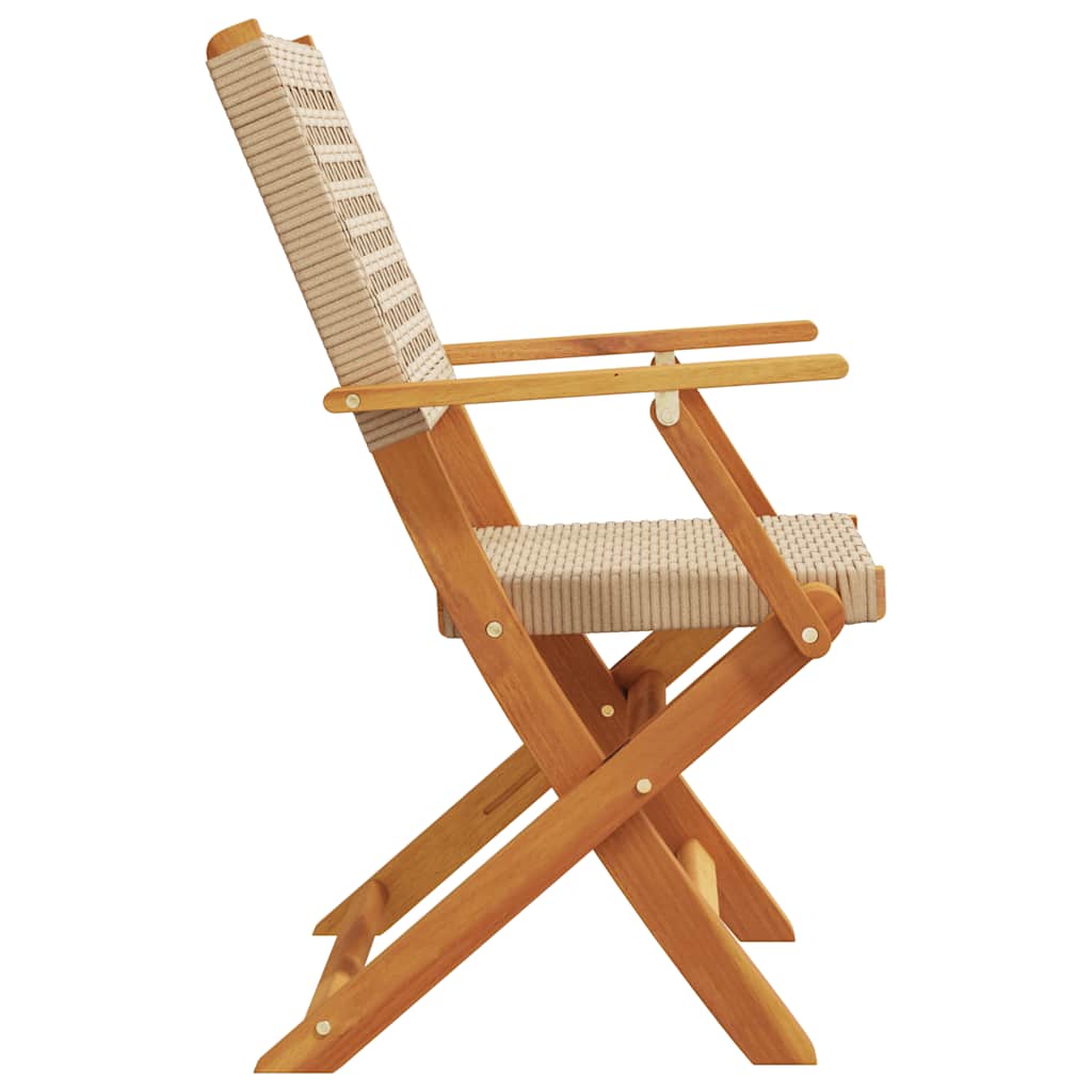 vidaXL Gartenstühle 8 Stk. Klappbar Beige Poly Rattan & Massivholz