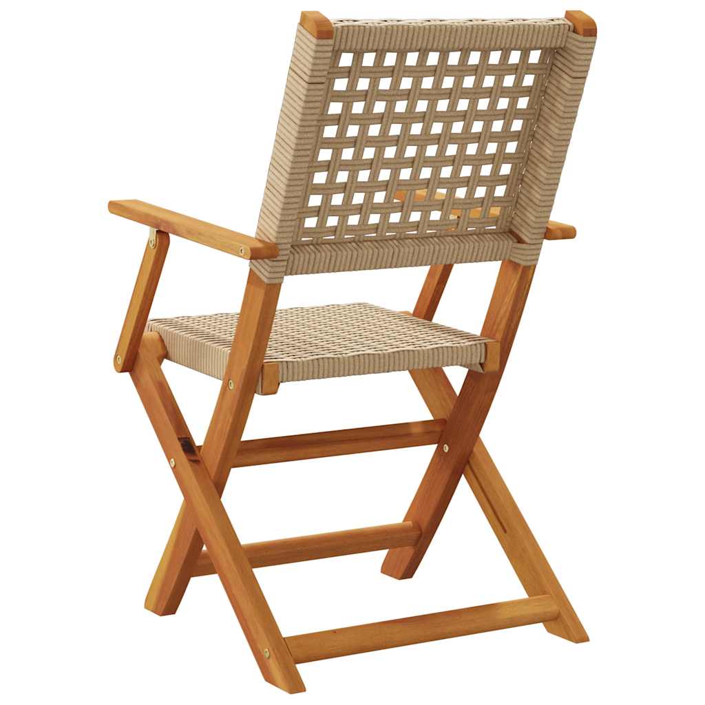 vidaXL Gartenstühle 8 Stk. Klappbar Beige Poly Rattan & Massivholz