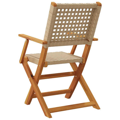 vidaXL Gartenstühle 8 Stk. Klappbar Beige Poly Rattan & Massivholz