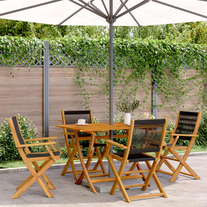 vidaXL Gartenstühle 4 Stk. Klappbar Schwarz Massivholz Akazie