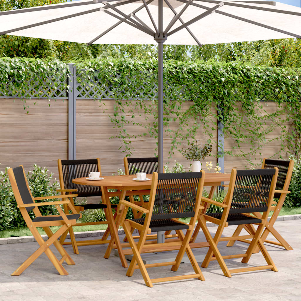 vidaXL Gartenstühle 6 Stk. Klappbar Schwarz Massivholz Akazie