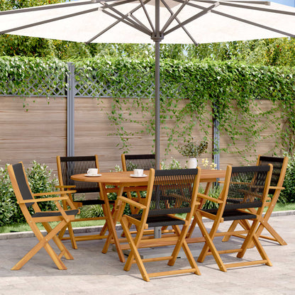 vidaXL Gartenstühle 6 Stk. Klappbar Schwarz Massivholz Akazie