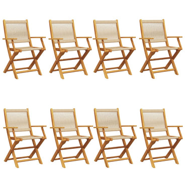 vidaXL Gartenstühle 8 Stk. Klappbar Beige Massivholz Akazie