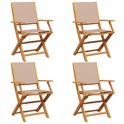 vidaXL Gartenstühle 4 Stk. Klappbar Taupe Stoff und Massivholz