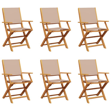 vidaXL Gartenstühle 6 Stk. Klappbar Taupe Stoff und Massivholz