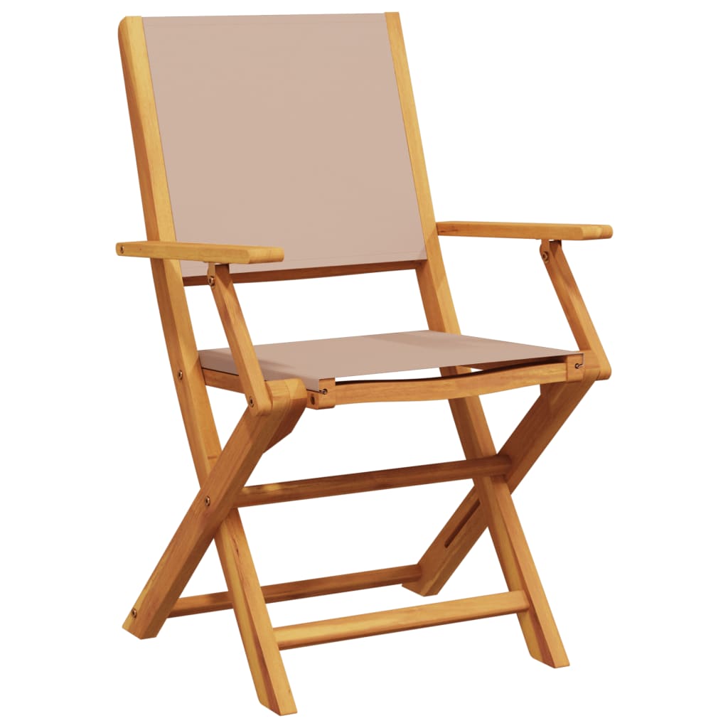 vidaXL Gartenstühle 6 Stk. Klappbar Taupe Stoff und Massivholz