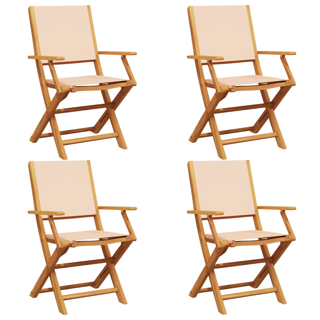 vidaXL Gartenstühle 4 Stk. Klappbar Beige Stoff und Massivholz