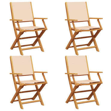 vidaXL Gartenstühle 4 Stk. Klappbar Beige Stoff und Massivholz